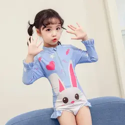 Оптовая продажа От 1 до 7 лет купальный костюм с защитой от УФ лучей с длинным рукавом пляжная одежда