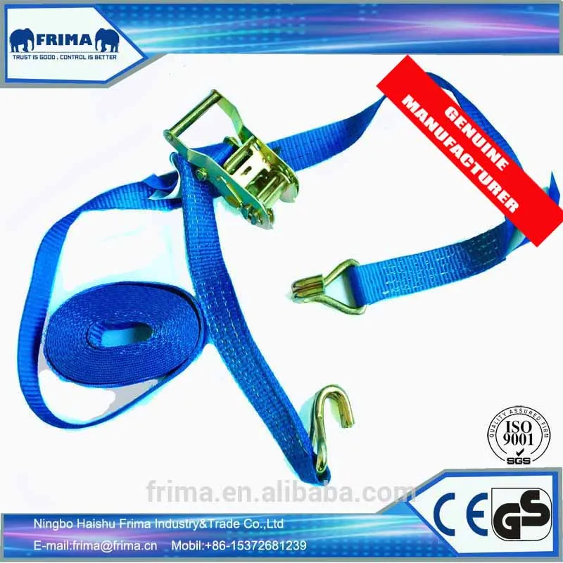 35mm/6m/2Ton Polyester Heavy Duty Lashing Ratchet Tie Down Webbing Strap with 2pcs double J hooks