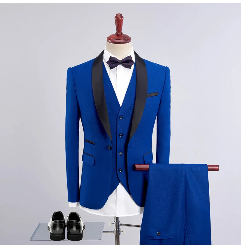 
Elegant One Button 3 Pieces Wedding Suits Groom Tuxedos Men Suit 