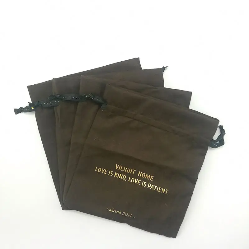 Custom Size small luxury dust custom velvet gift bag with hot stamping