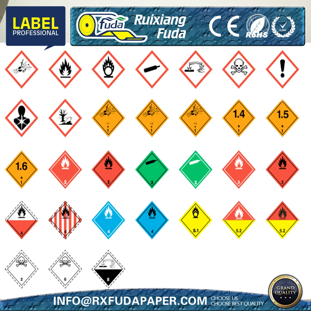 Dangerous goods label 100mm x 100mm,250pcs/roll GHS label
