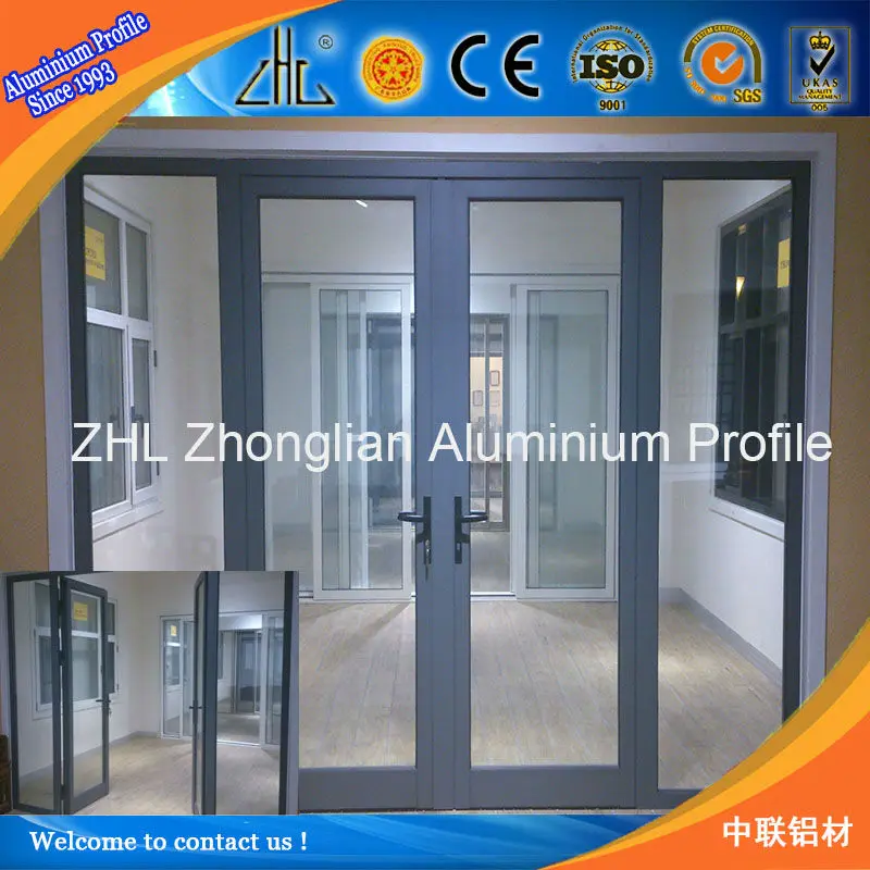 профиль для письма канала/покрытием в два раза алюминиевая рама двери/серый цвет алюминиевый профиль для стеклянных дверей