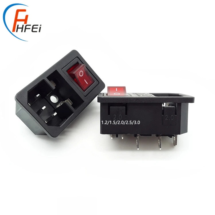 universal 3 pins inlet AC-01 rocker switch and ac power socket with fuse