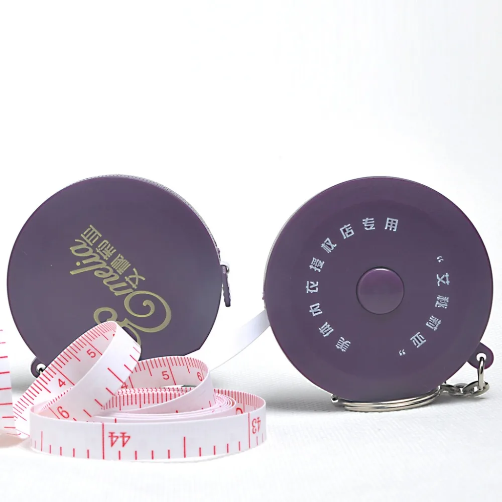 Wholesale Stainless Steel Mini Logo Advertised Keychain Measuring Key Chain Advertised Purple Tape Measure For Chest Measurement