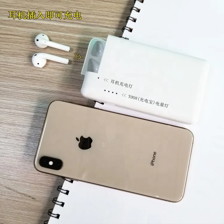 Low moq custom logo portable charger 5v 3a usb c power banks with 10000mAh for airpods and mobile phones