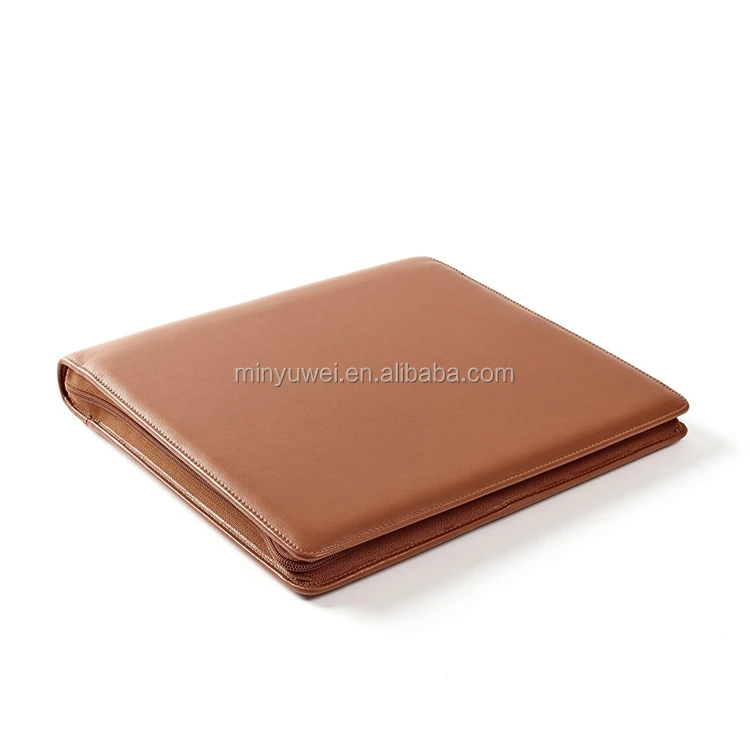 PU leather folder Padfolio ring Binder A4 size portfolio with zipper around