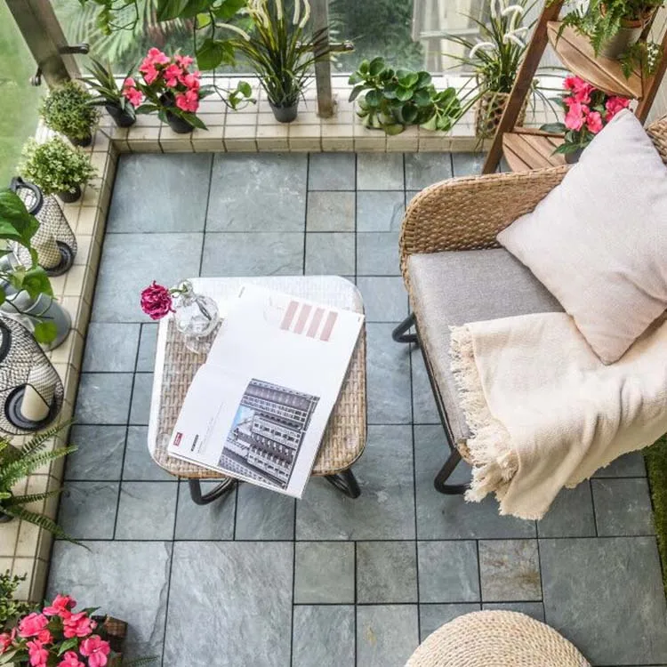 
2019 new design slate interlocking floor natural stone outdoor tile 