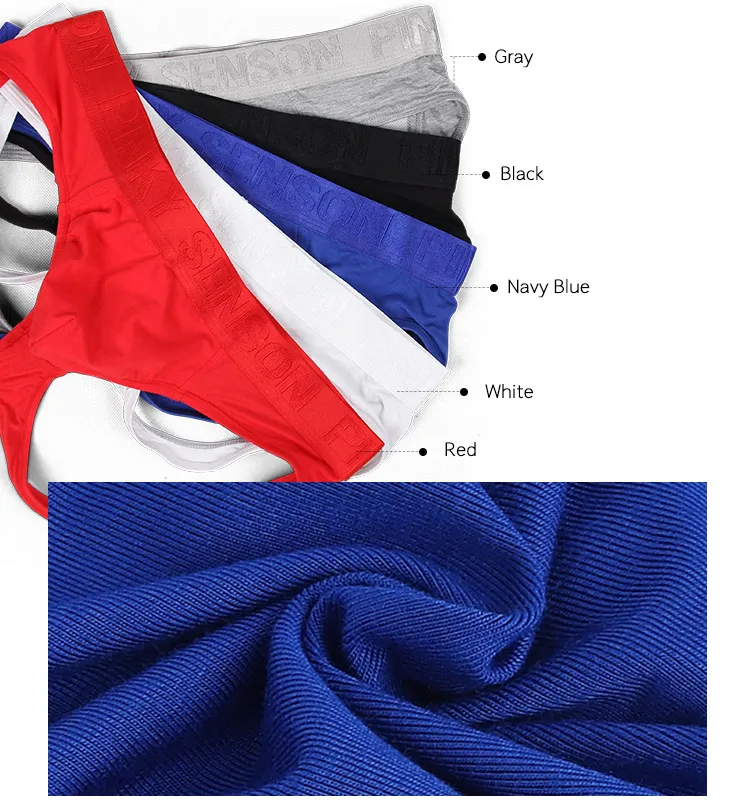 
designer pure color sexy young boys thong underwear 