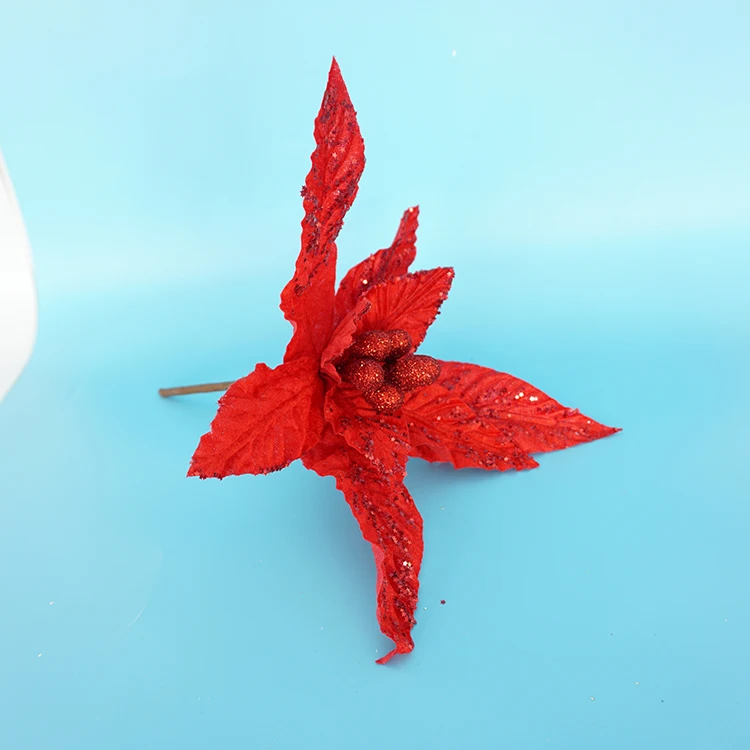 christmas decoration christmas flower ornaments wholesale artificial poinsettia flowers