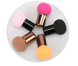 nbr oval/round shape pink makeup sponges refillable foundation powder puff with handle