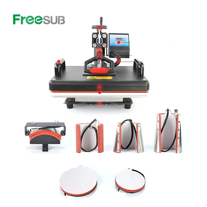 Freesub good quality 8 in1 combo heat press machine t-shirt printing machine tshirt sublimation machine
