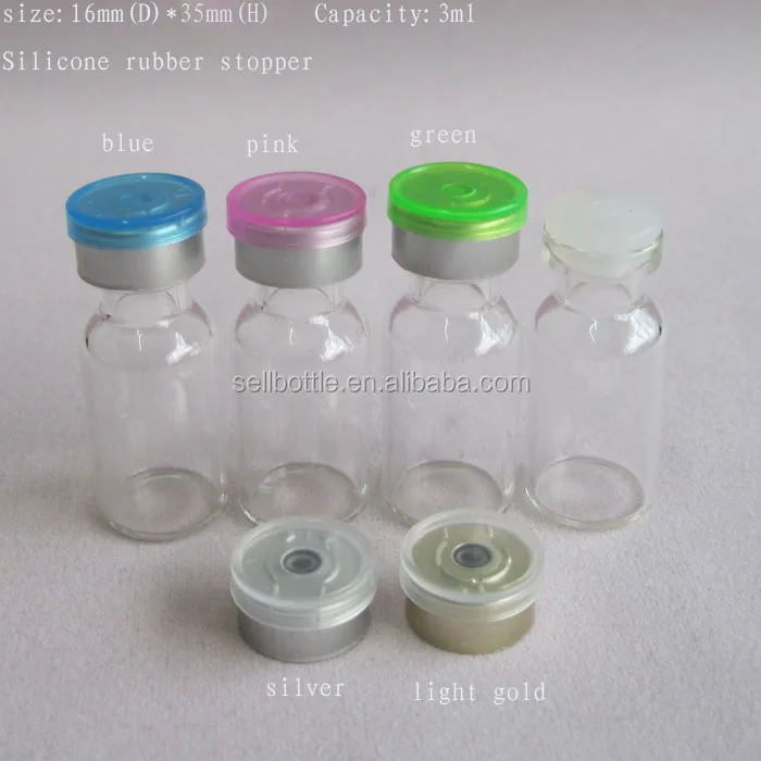 Hot sale clear 3ml 3cc glass vial medical serum vaccine bottle with cap rubber stopper for liquid container