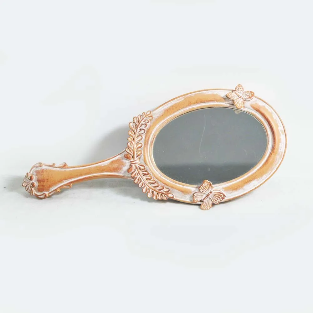 Vintage shabby chic wedding favors custom silver hand held mirror printing words souvenir gift