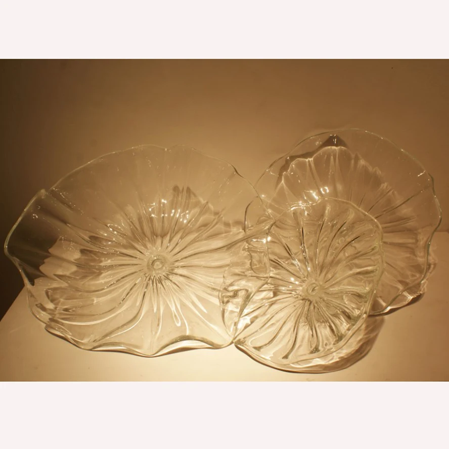 Clear white glass plate with flower design