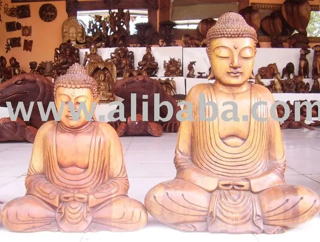 Polished Wooden Buddha Bali Religious Buddhist Sculpture Intricate Engraving Home Art Gift Crafted Decorative Sign Boxed Crafts