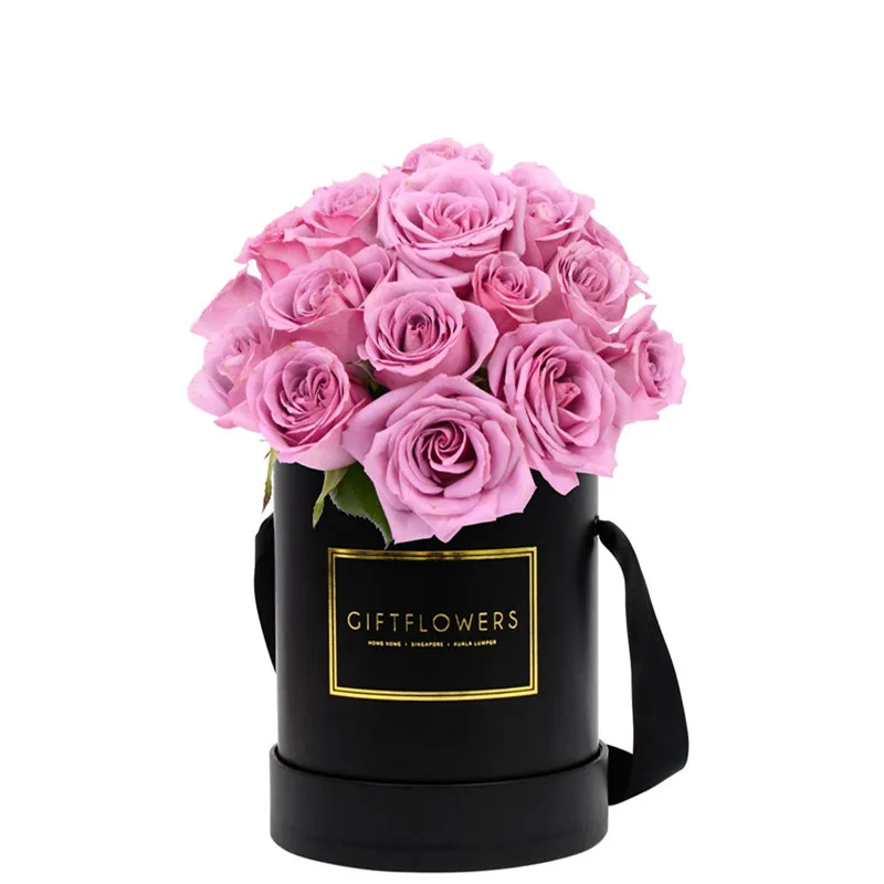 Factory supply cylinder paper round flower gift boxes wholesale custom white cardboard hat flower box packaging