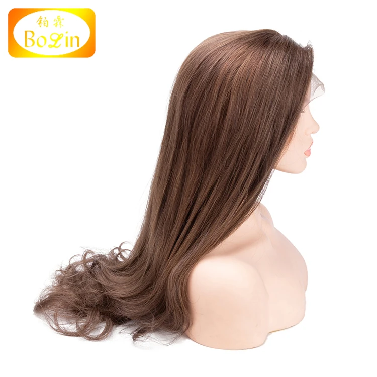 Wholesale Price 180 Density 10A Grade Brazilian Human Hair Wig Brown Color Swiss Lace Preplucked Lace Front Wig