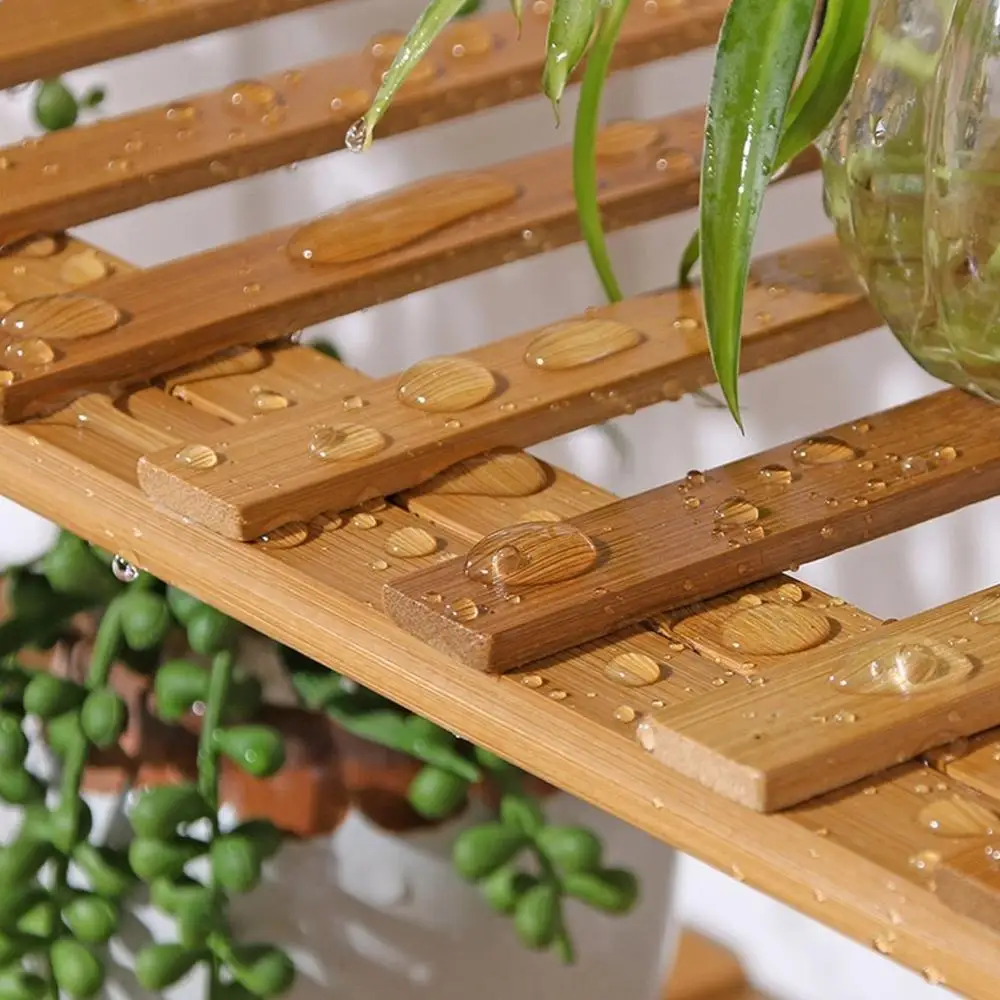 Flower Stand Multi-Tier Bamboo Flower Foldable Rack Indoor and Outdoor Flower Pot Shelf