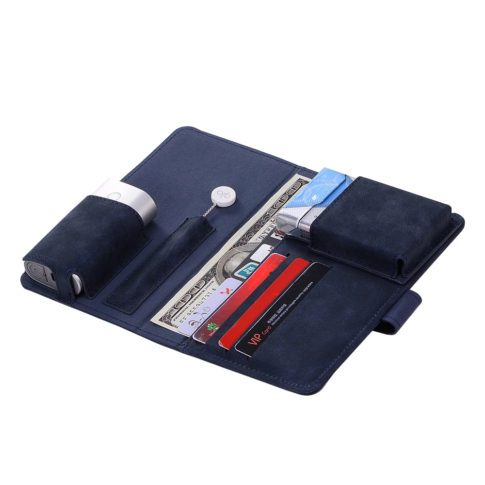 
Book Design Factory Customize Leather Flip Wallet Case for Electronic Cigarette GLO wallet PU case 