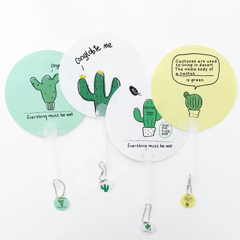 Распродажа, милый мультяшный дизайн, ручной вентилятор, полипропиленовый пластиковый вентилятор для рекламы