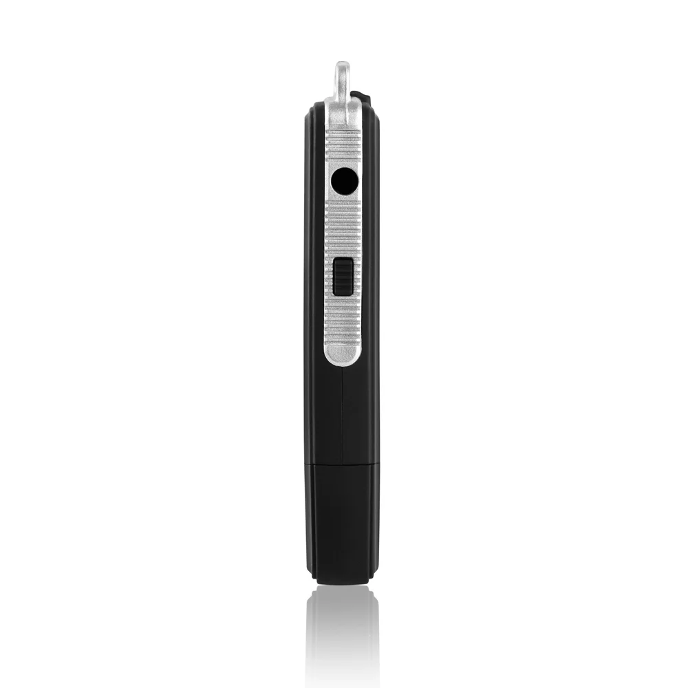 the usb mini pocket  voice recorder with earphone jack used as MP3 player with recording activated