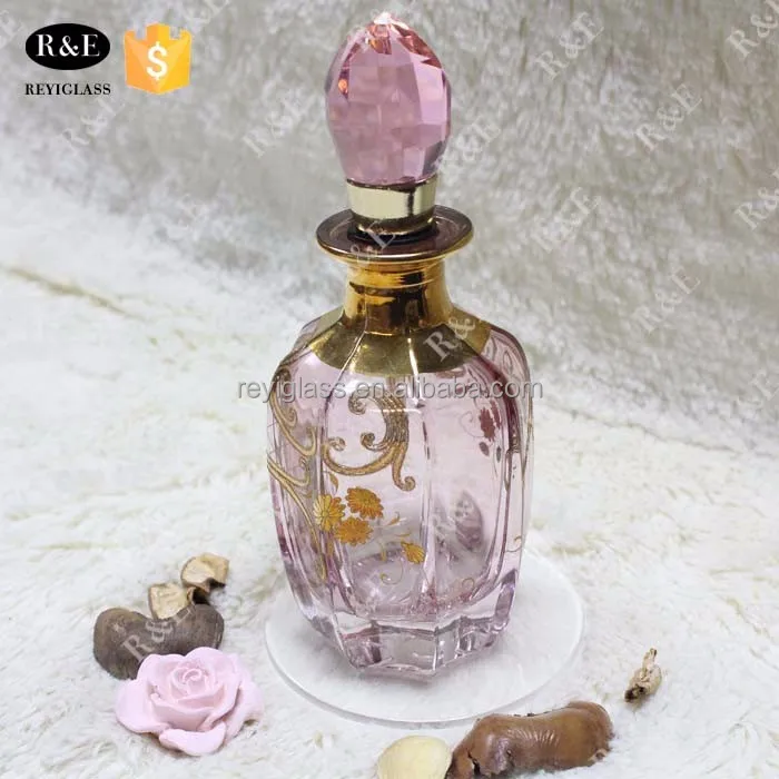 handmade big octagonal pink arabian oud perfume bottle for 150ml