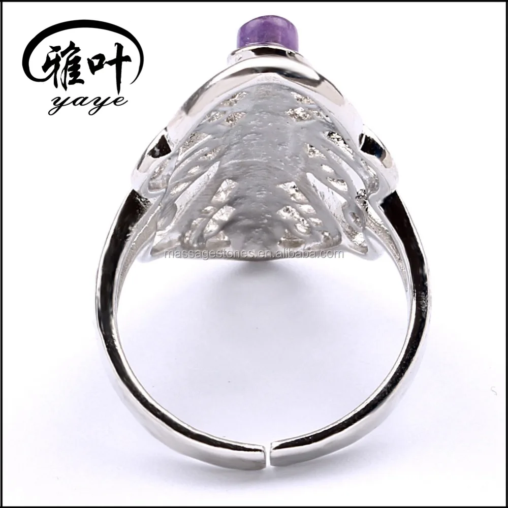 7 Color Chakra Stones Healing Silver Rings Lapis Lazuli/Yellow Tiger Eye/Red Jasper Carved Rings