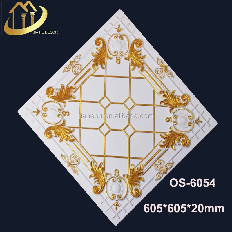 
quakeproof light weight cheap price good quality gold sketch outline painting ceiling tiles panel for interior decor 