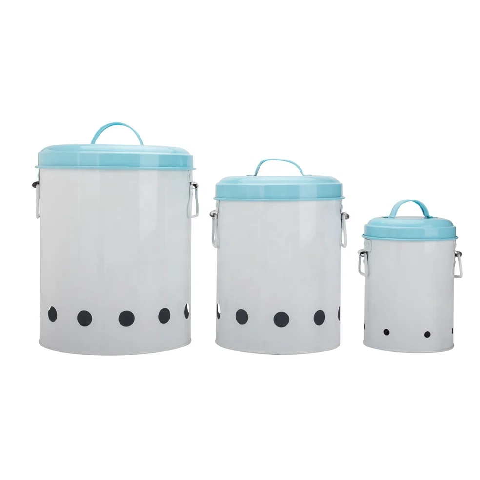 Colorful 3 size lid and handle Vented aeration kitchen food potato garlic onion vegetable canister