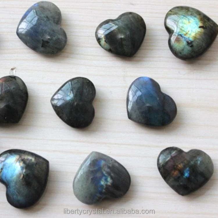 Hot sale Natural Labradorite Heart Crystal Rough Polished Healing