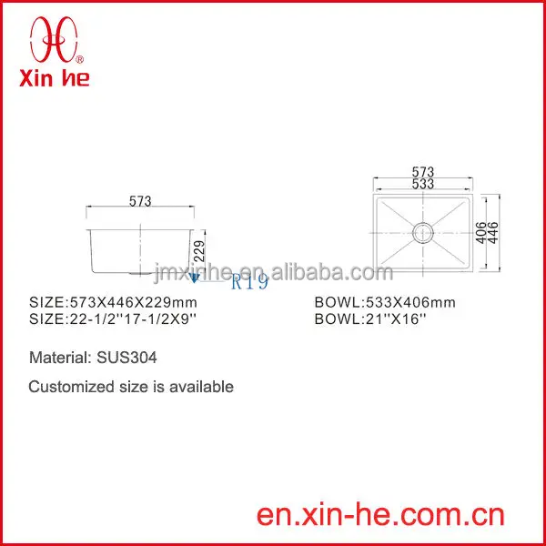 Handmade stainless steel single bowl kitchen sink