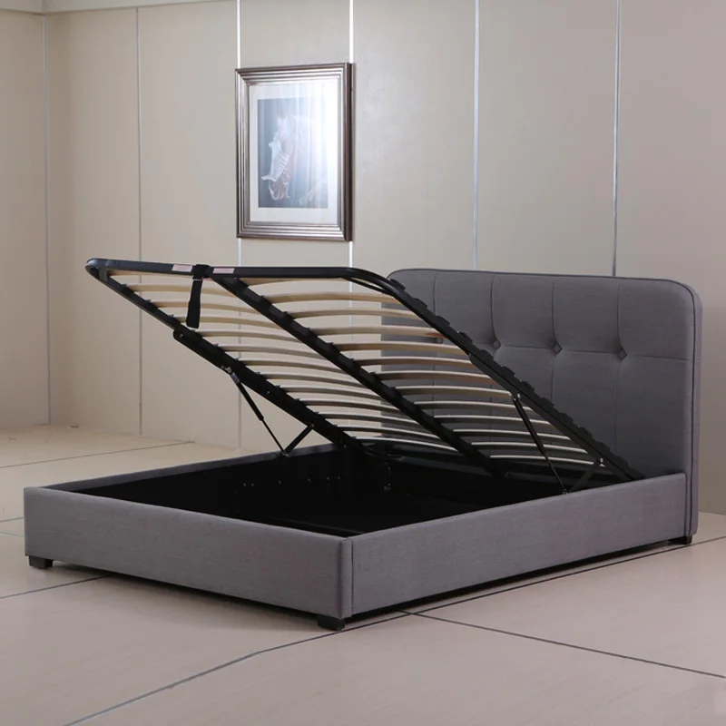 
hydraulic lift up fabric storage modern soft bed 