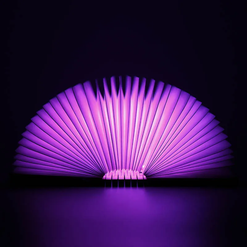 
walnut wood reading Folding Book Light Colorful USB Rechargeable Book Shape Light 