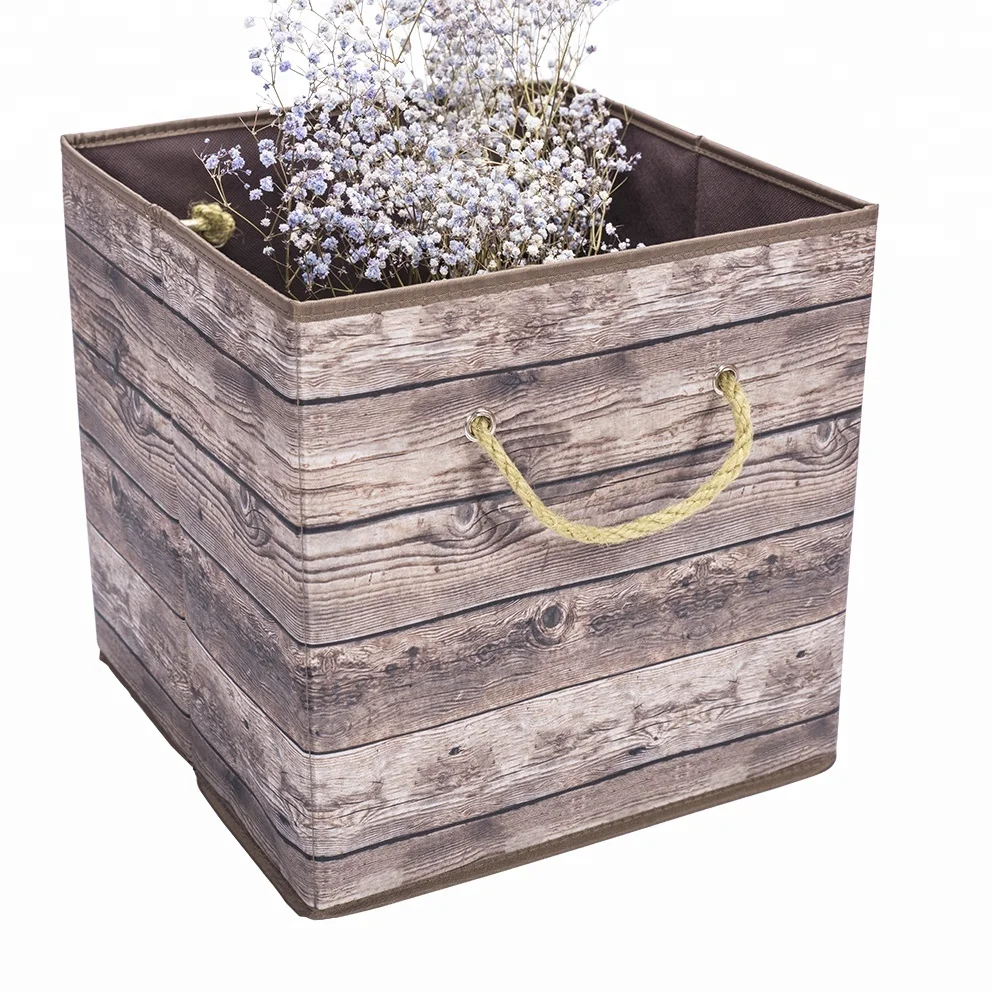 Wood Grain Cube Opening Storage Clothes Box