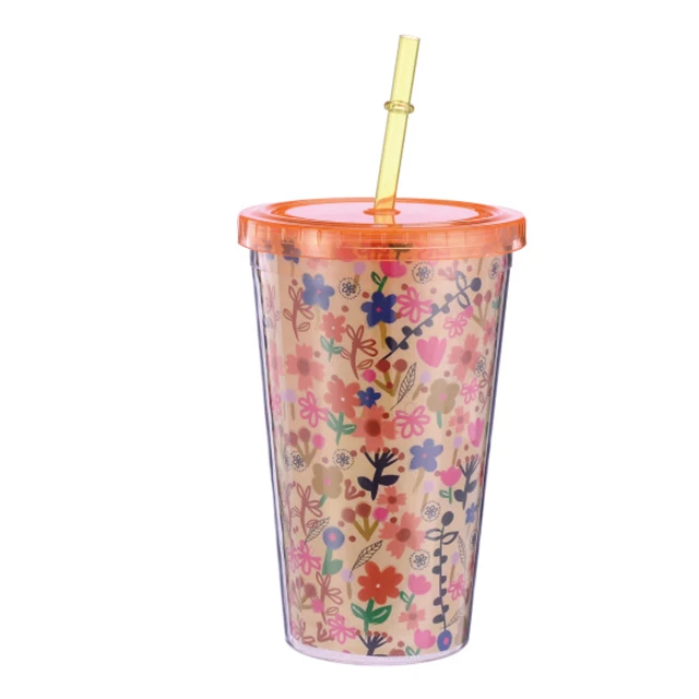 16oz double wall clear plastic tumbler 24oz Hard double wall acrylic cup with straw