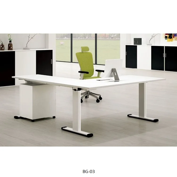 Luxury wooden office cubicle furniture modular rectangular height adjustable standing executive 4 person workstation table desk