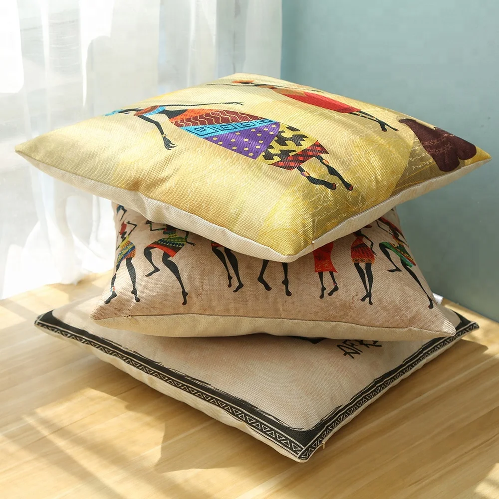 Home Decorative African Images Digital Printing Ethnic Cushion Covers For Sofa Chair