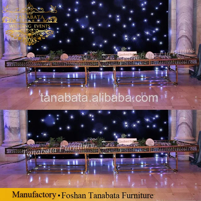 
Luxury rectangle transparent crystal golden frame dining table 