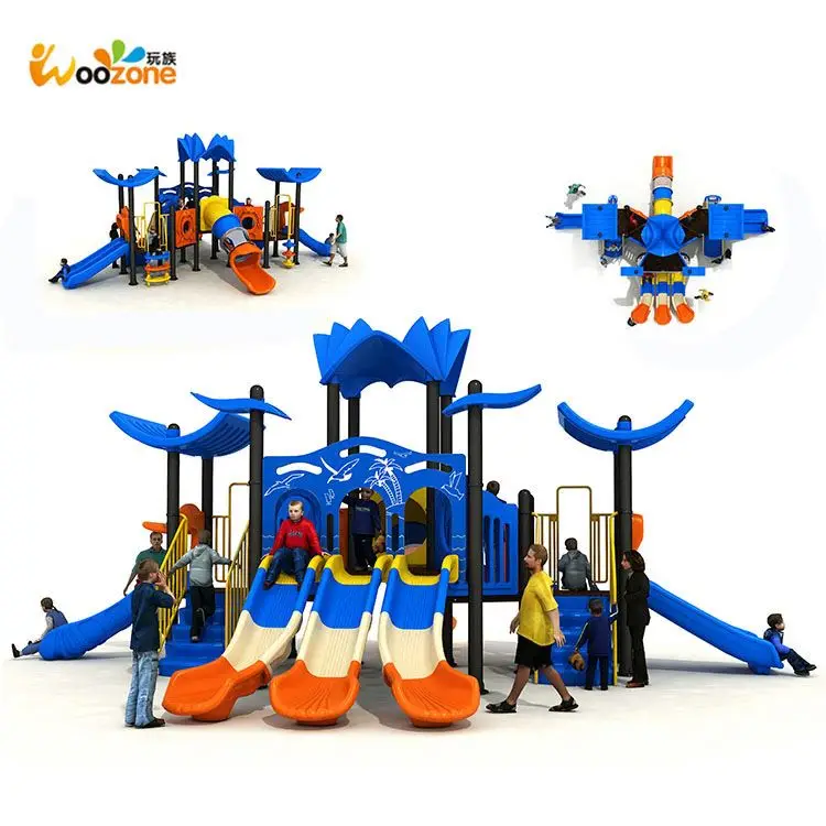 Amusement park toys large children plastic slides kids outdoor playground