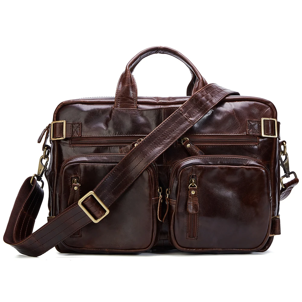 9911 Waterproof Oil Cowhide Leather Briefcase Real Leather Suitcase Men Genuine Leather Business Travel Backpacks Bags