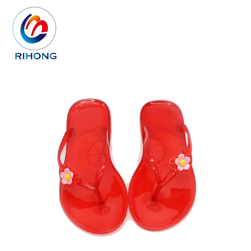 hot selling custom flower accessories strap plain slipper sandal crystal clear jelly flip flops