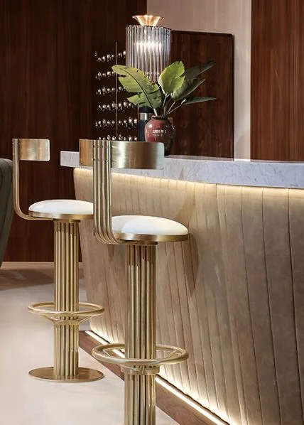 luxurious rotate stainless steel tube velvet cushion counter stool