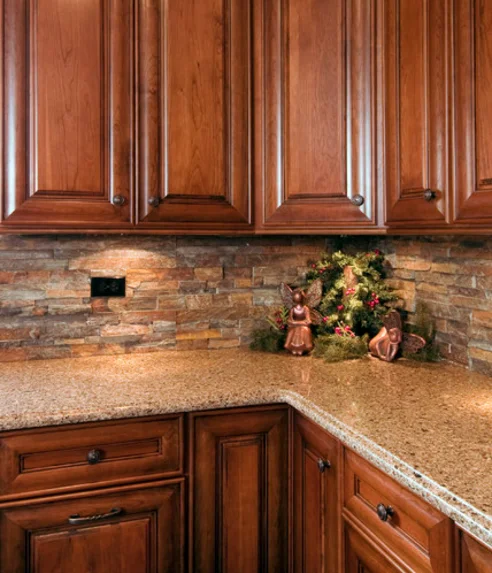 Classic Brown Wooden Ready Made Shaker Kitchen Cupboards Solid Wood