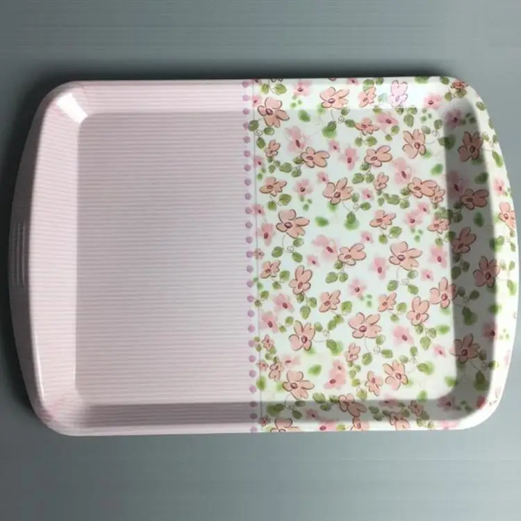 HY-A2 Cheap  Customized Logo Rectangle Melamine Coffee Serving Tray (Size 30.5*21.5cm)