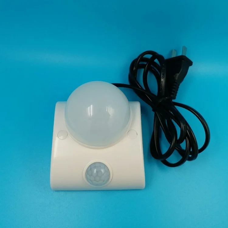 5W white light 170~250V Pir sensor motion lamp led ajustable delay human body ind uction bulb plug with power cord