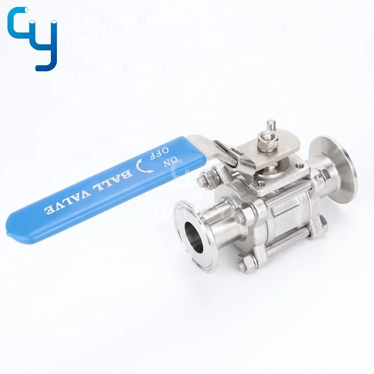 Good quality stainless steel sanitary three-piece manual ball valve