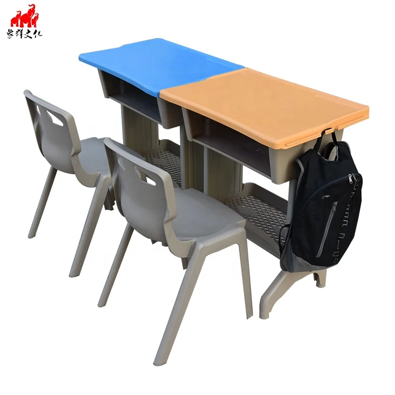 
quality school table and chair set for primary school with hang bag kids single double table 