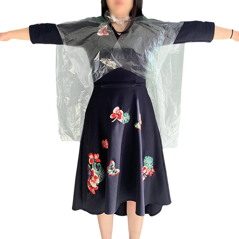 Household Salon Cloak women salon supplies styling tools kit 50pcs Disposable plastic pattern salon hair cape hair dye cape