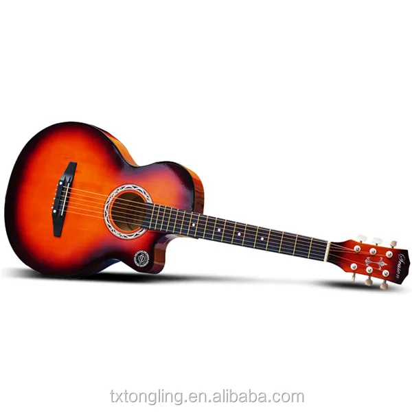 (TL-0027)38 Size Ripple Pattern Colour basswood acoustic folk guitar, chinese guitar