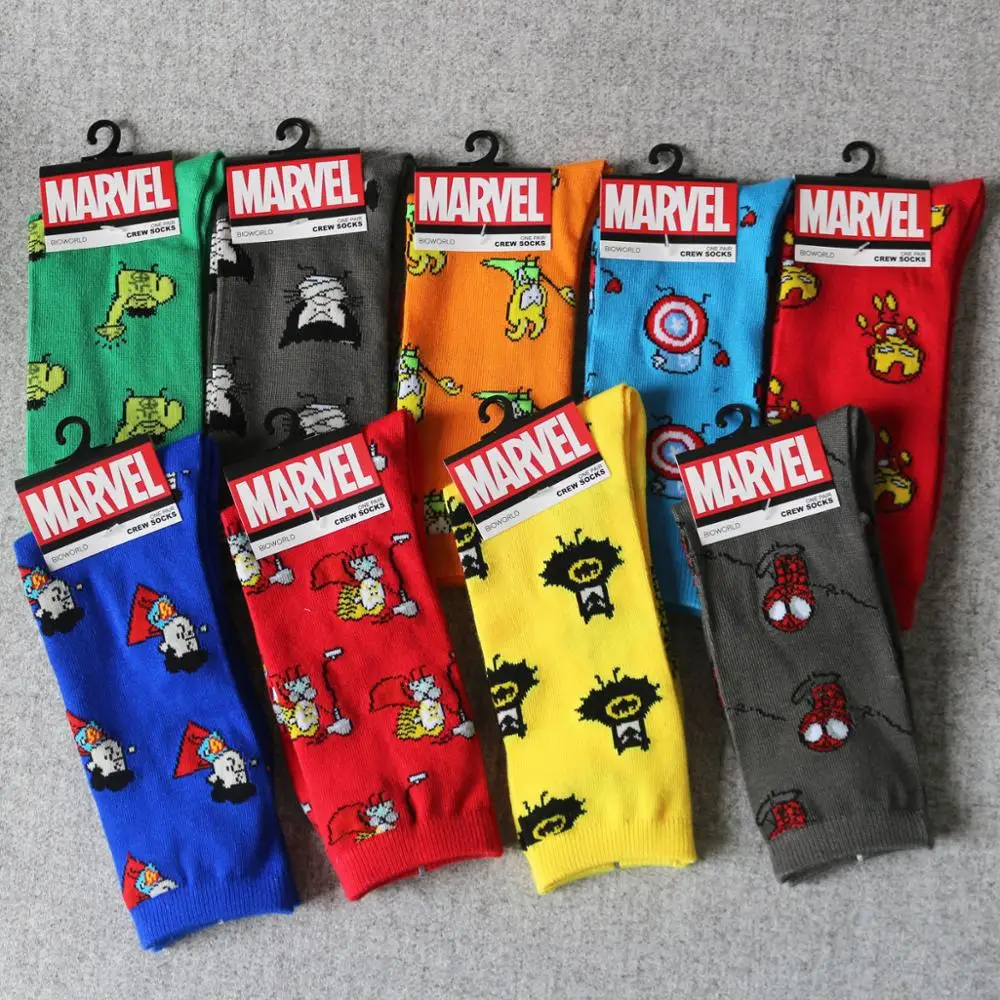 
UG socks for cotton funny marvel calcetines unisex cute cartoon crew happy sox bulk wholesale make your own logo designer socks 